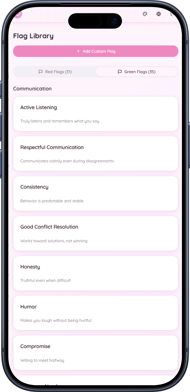 Flag Tracker - Relationship & Dating Red & Green Flags